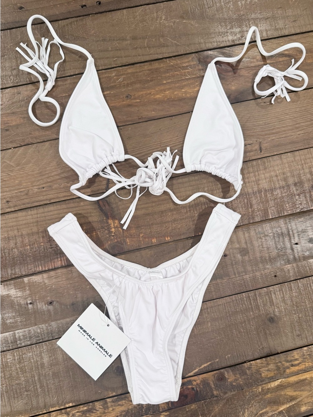 Minimale Animale White Triangle Tie Bikini Set
